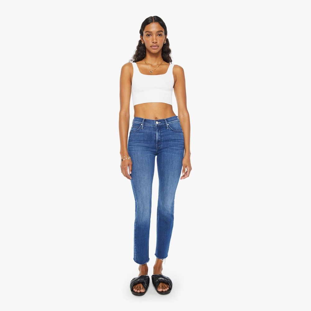 MOTHER The Mid-Rise Dazzler Ankle Fray